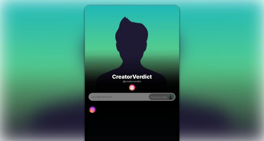 Linkme public page for CreatorVerdict with email capture field